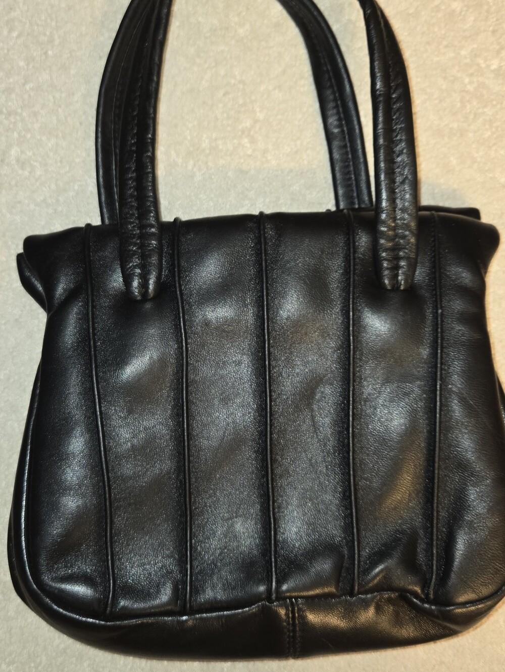 Vintage Jane Shilton Black Genuine Leather Frame Handbag Made in England